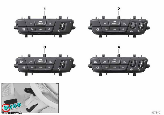 Interruttore della luce OEM 61315A16AB4 per BMW F40, F44, G29. BMW originale