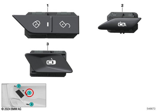 OEM DLS Switch 61315A205E1 per BMW G70. BMW originale.
