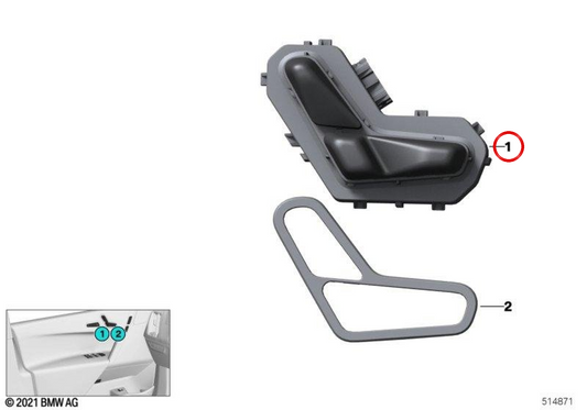 Interruptor ajuste de asiento izquierdo OEM 61315A32ED5 para BMW iX (I20). Original BMW.