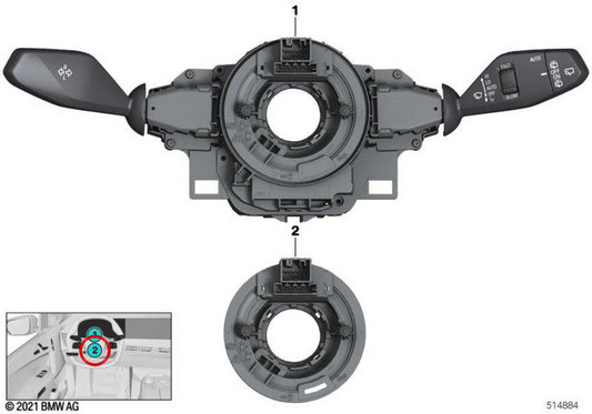 Spiralmodul des Airbags OEM 61315A332C4 für BMW U06, G60, G61, G68, G90, G70, U11, U12, U10, I20. Original BMW.