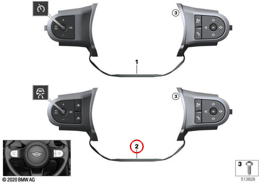 OEM 61315A3B138 Sport-Multifunktions-Lenkradschalter für MINI F56 LCI, F55 LCI, Clubman F54 LCI, Countryman F60 LCI... und mehr. Originaler MINI.