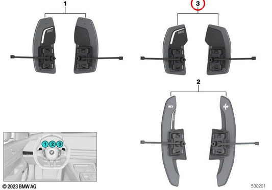 Changer les cames sur le volant OEM 61315A443A7 pour BMW G60, G61, G68. BMW d'origine.