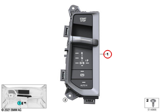 Sélecteur de mars OEM 61315A5EEF4 pour BMW G70. BMW d'origine.