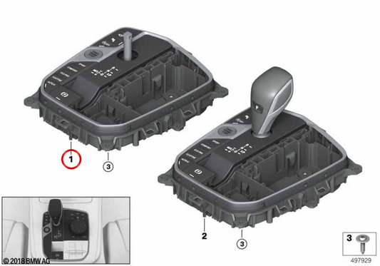 Reparaturspiel für Central Console OEM 61315A68DE1 für BMW G14, G15, G16, G05, G06, G07. Original BMW.