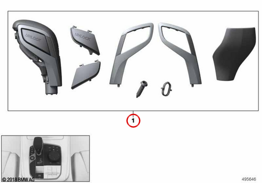 OEM 61315A69C50 change knob repair game for BMW G26, G08. Original BMW.