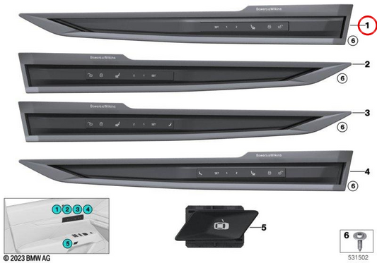 OEM 61315A9BF09 Módulo de controle da porta esquerda para BMW G70. BMW genuíno.