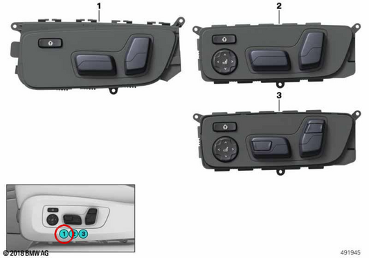 Interruptor de ajuste del asiento derecho OEM 61316801480 para BMW G05, G06, G07. Original BMW.
