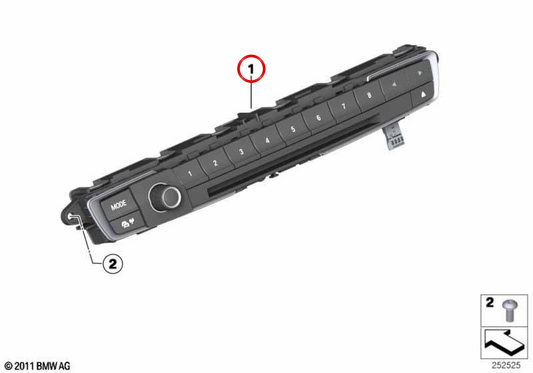 Unidad de operación de audio FBM CD cromo OEM 61316832880 para BMW F20, F21, F22, F30, F32, F36... y más. Original BMW.