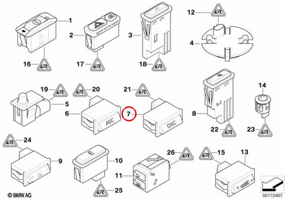 Bouton de commutation DSC OEM 61316901592 pour BMW E46. BMW d'origine.
