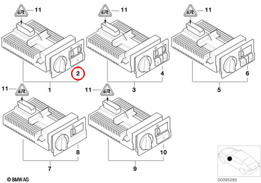 Module d'interrupteur d'éclairage OEM 61316911644 pour BMW E46. BMW d'origine.