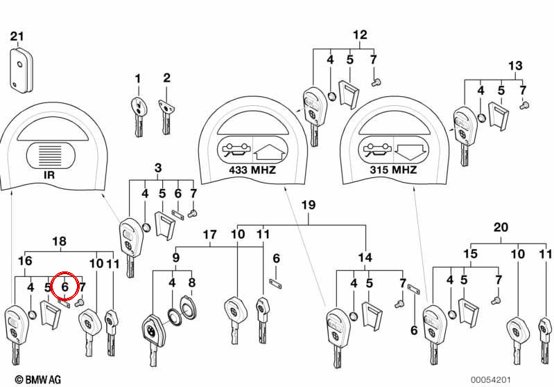 Key de télécommande OEM 61316920841 pour BMW E36, E46, E39, E38, E31, Z3. BMW d'origine