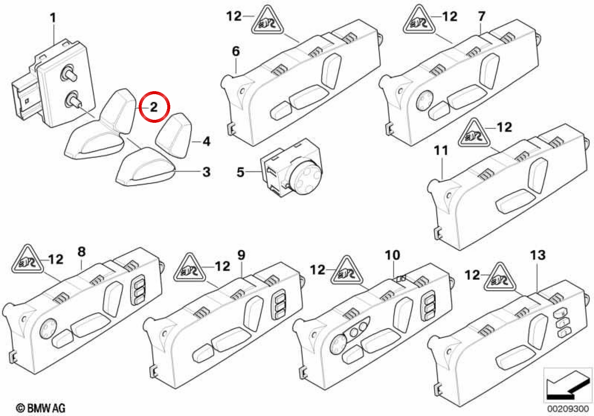 Módulo de ajuste elétrico do assento esquerdo OEM 61316930047 para BMW E60, E61. BMW genuíno.
