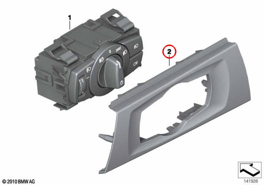 Guarnição da unidade de controle de luz OEM 61316938703 para BMW E90, E91, E92, E93. BMW genuíno.