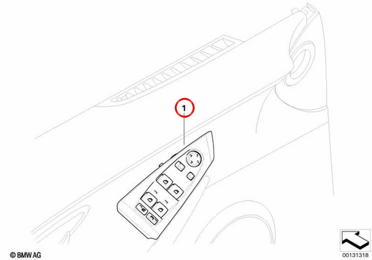 Interruptor da janela elétrica do lado do motorista OEM 61316939132 para BMW E63, E64. BMW genuíno.