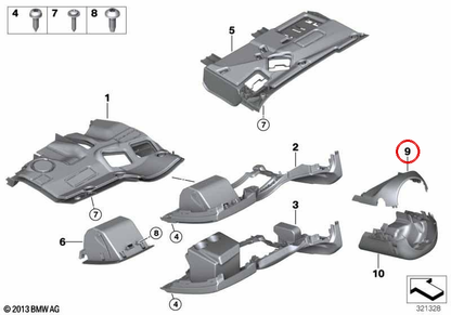 Säulengehäuse der oberen Richtung OEM 61316950265 für BMW E81, E82, E87, E88, E90, E91, E92, E93, E84, E89. Original BMW.