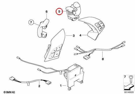 Paddle Shift à droite (CAM d'échange droit) OEM 61316956278 pour BMW E60, E61, E63, E64. BMW d'origine.
