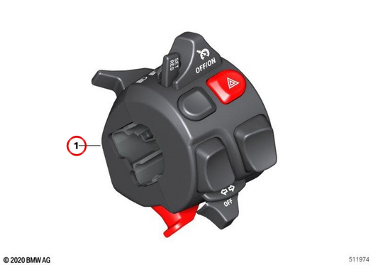 Interruptor combinado izquierdo OEM 61317105099 para motos BMW S 1000 R (K63) 2020-2024. Original BMW Motorrad.