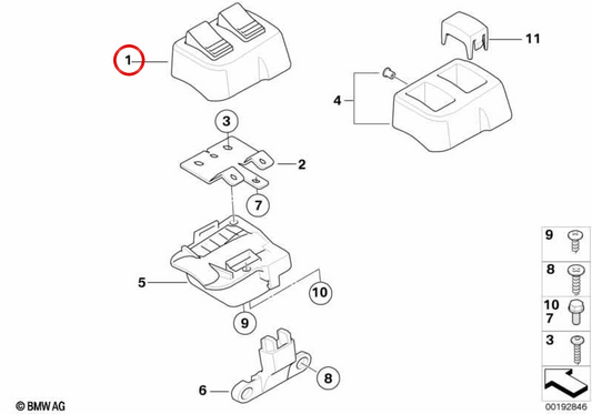 Scatola interruttori parte superiore OEM 61317694892 per moto BMW R1200GS Adventure, R1200RT, R900RT. BMW Motorrad originale.