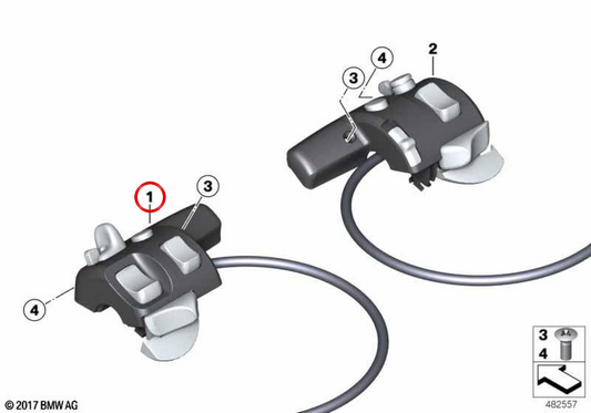 Commutateur combiné gauche OEM 61317708341 pour motos BMW R1150RT, R850RT, K1200LT. BMW Motorrad d'origine.
