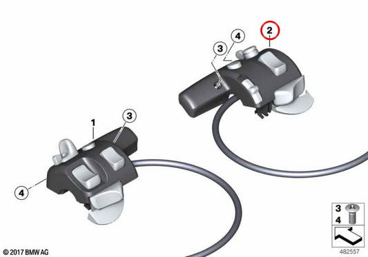 Interruptor combinado direito OEM 61317708358 para motocicletas BMW K1200LT, K1200RS (2003-2008). Originais BMW Motorrad.