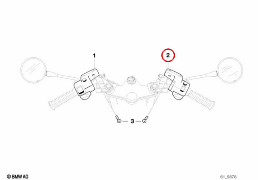 Interruptor combinado direito OEM 61317709730 para motas BMW R1100S, R1100RS, R850C, R1200C e R1200C Independent. Original BMW Motorrad