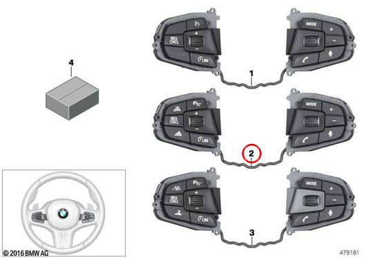 OEM Multifunktionsschalter 61317854188 für BMW F90, G30, G31, G32, G01, F97, G02, F98. Original BMW.