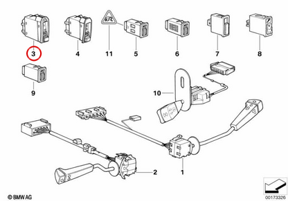 Interruttore della luce OEM 61318351233 per BMW E31, E34. BMW originale.