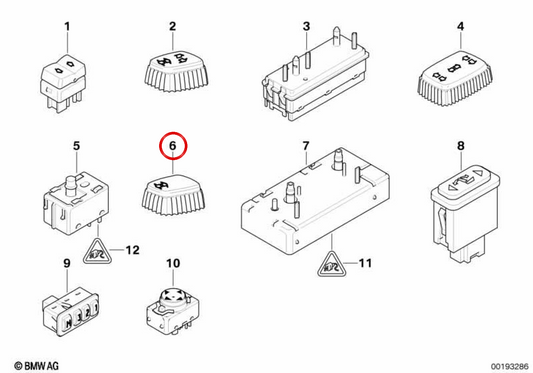 OEM 61318360287 Linksübergangsknopf für BMW E38. Original BMW.