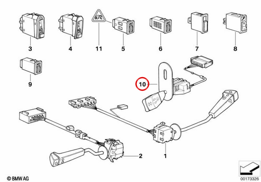 Interruptor de ajuste de columna de dirección OEM 61318360870 para BMW E34. Original BMW.