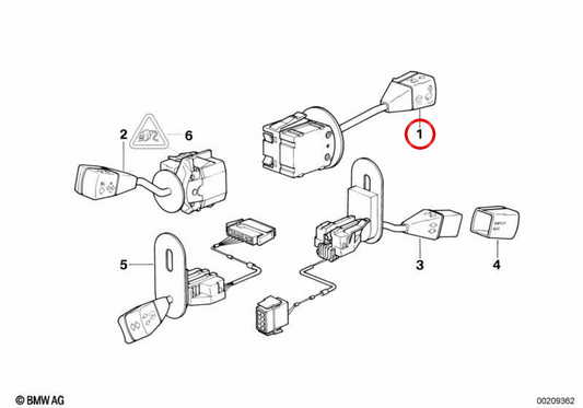 Interruptor do limpador OEM 61318360919 para BMW E36 (316i, 318i, 318is, 320i, 323i, 325i, 328i, M3). BMW genuíno.