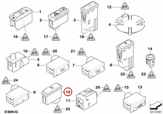 Bouton du capteur de pression des pneus OEM 61318375440 pour BMW E46. BMW d'origine.