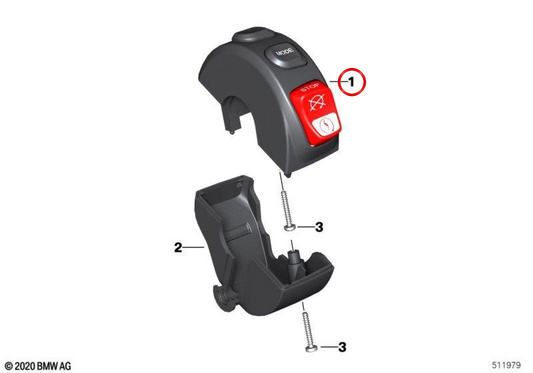 Interruttore combinato destro OEM 61318394244 per moto BMW R nineT, R nineT Pure, Scrambler, Racer, Urban G/S, C 400 GT, C 400 X. Originale BMW Motorrad