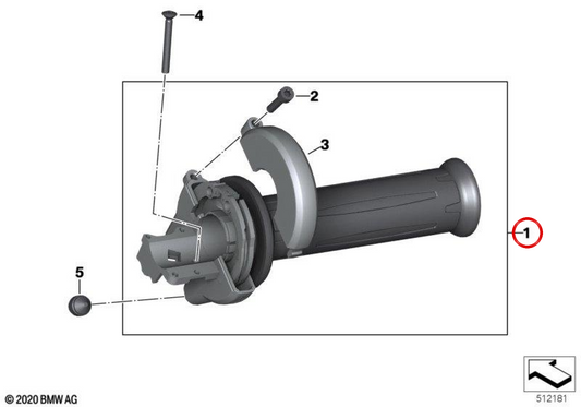 Puño acelerador OEM 61318522474 para motos BMW C 600 Sport, C 650 Sport, C 650 GT. Original BMW Motorrad.