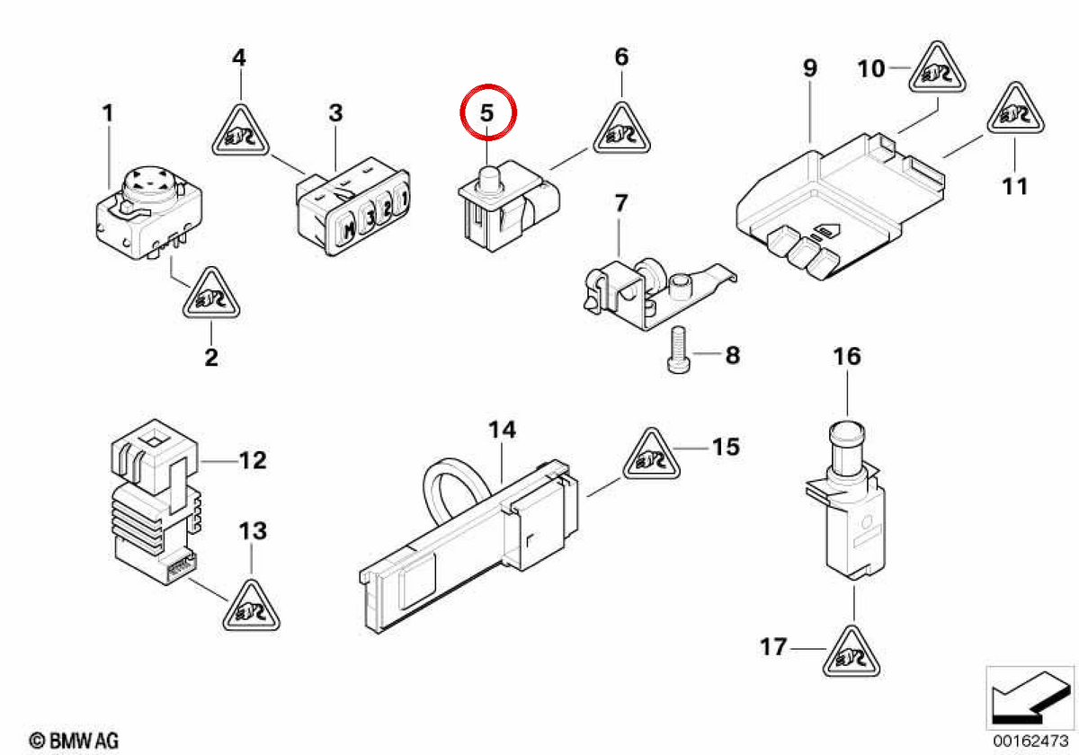 OEM Light Switch 61319119057 für BMW E39, E85, E86. Original BMW.