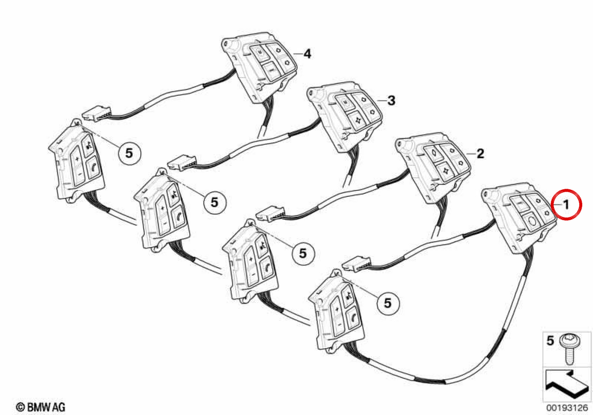 OEM 61319125343 Modulo di pulsanti multifunzione per BMW E81, E82, E87, E88, E90, E91, E92, E93, E84. BMW originale.