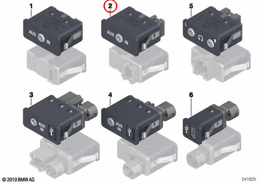Entrada de áudio AUX OEM 61319127370 para BMW E70, E71, E72. BMW genuíno.