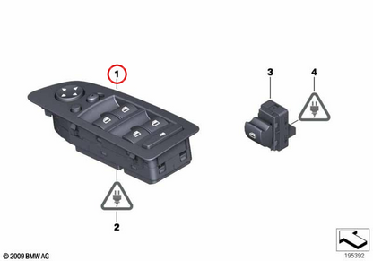Módulo interruptor elevalunas OEM 61319216049 para BMW E84. Original BMW.