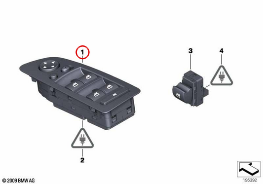 Módulo interruptor elevalunas OEM 61319216049 para BMW E84. Original BMW.