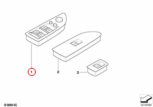 Left Alzacristal Switch OEM 61319216555 For BMW 1 E87, E87 LCI (2003–2011). Original BMW.