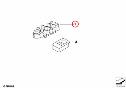 Módulo Interruptor Elevalunas Lado Conductor OEM 61319218044 para BMW E70, E71, E72. Original BMW.