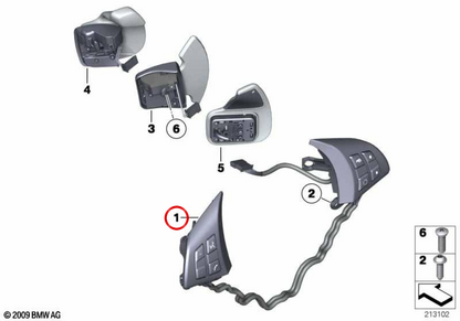 Módulo de botones para volante multifunción OEM 61319239899 para BMW E70, E71, E72. Original BMW.