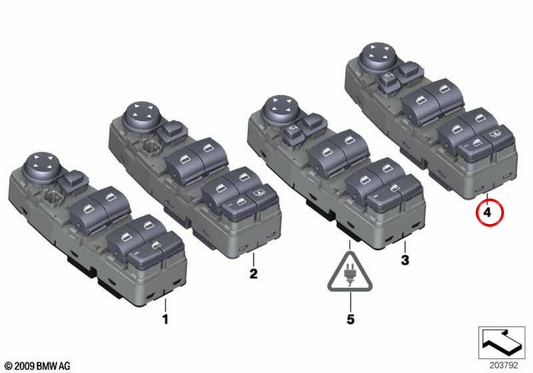 OEM -Türschalter -Steuermodul 61319241956 für BMW F07, F10, F11, F06. Original BMW.