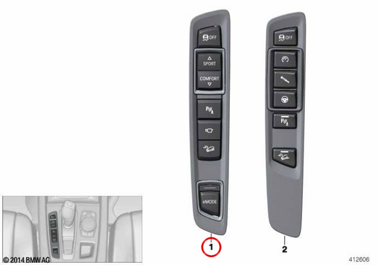 Central Console Control Modul OEM 61319262718 für BMW F15, F16. Original BMW.