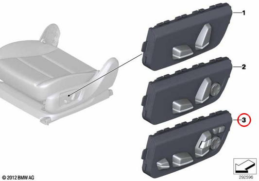 Elektrischer Einstellschalter des linken Sitzes OEM 61319274891 für BMW F07, F10, F11, F01, F02. Original BMW.