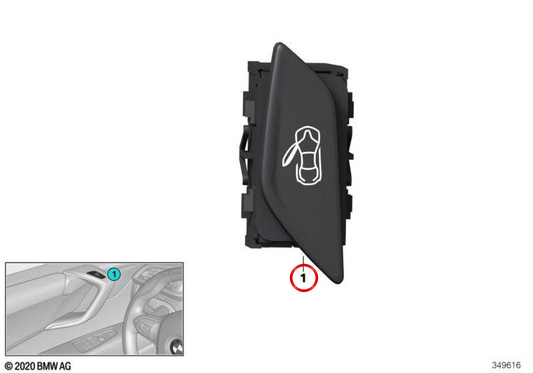 Botão de abertura da porta esquerda OEM 61319312671 para BMW I12, I15. BMW genuíno.