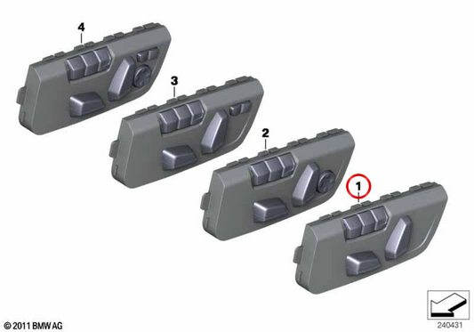 Seating Switch with memory with memory OEM 61319382443 for BMW F20, F21, F22, F23, F30, F31, F32, F33, F34, F35, F36, F49, F52. Original BMW.