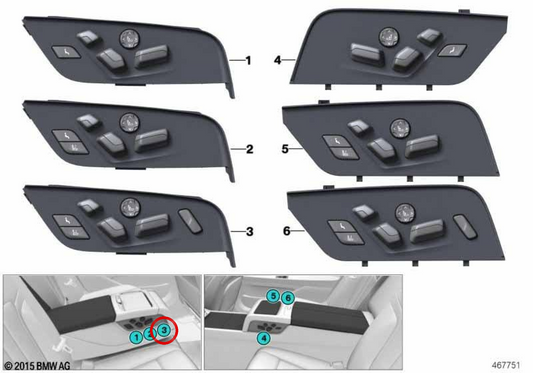 Mando de ajuste del asiento derecho OEM 61319384529 para BMW G12. Original BMW.