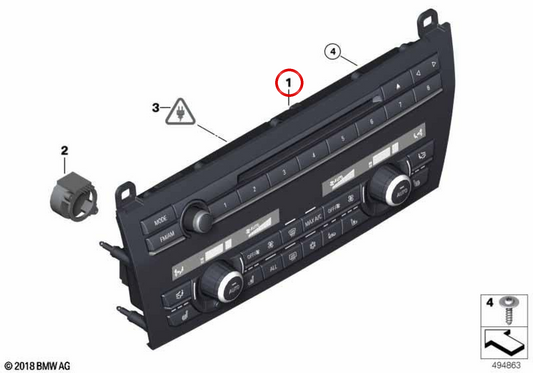 Kit de reparo para rádio e ar condicionado OEM 61319386652 para BMW F06, F12, F13. BMW genuíno.