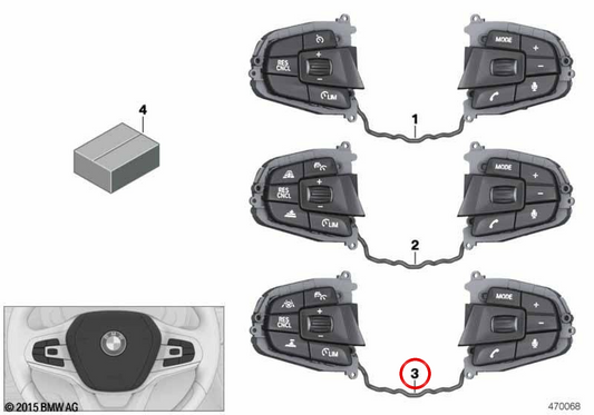 Interruttore multifunzione OEM 61319388734 per BMW G11, G12. BMW originale.