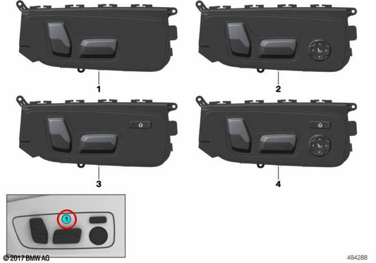OEM right seat adjustment switch 61319390106 for BMW U06, G20, G21, G28, G26, U11, G01, G08, G02, G18. Original BMW.
